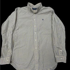 Ralph Lauren Men's Yellow Blue White Classic Fit Long Sleeve Checkered Shirt XL